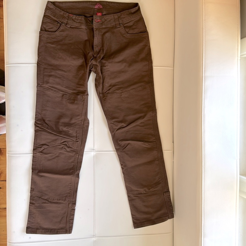 EMS double knee Brown cargo pants with red trim.